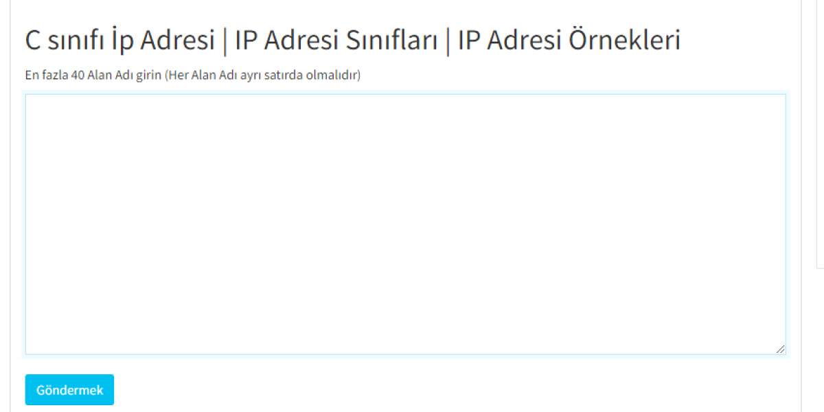 C sınıfı İp Adresi | IP Adresi Sınıfları | IP Adresi Örnekleri